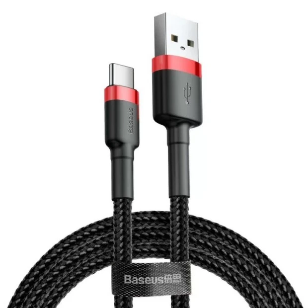 USB-кабель Baseus Cafule Special Edition 2A (3m) (Type-C) (Чёрный/Красный) CATKLF-U91