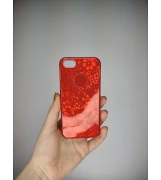 Силикон Glitter Apple iPhone 5 / 5s / SE (Red Flowers)