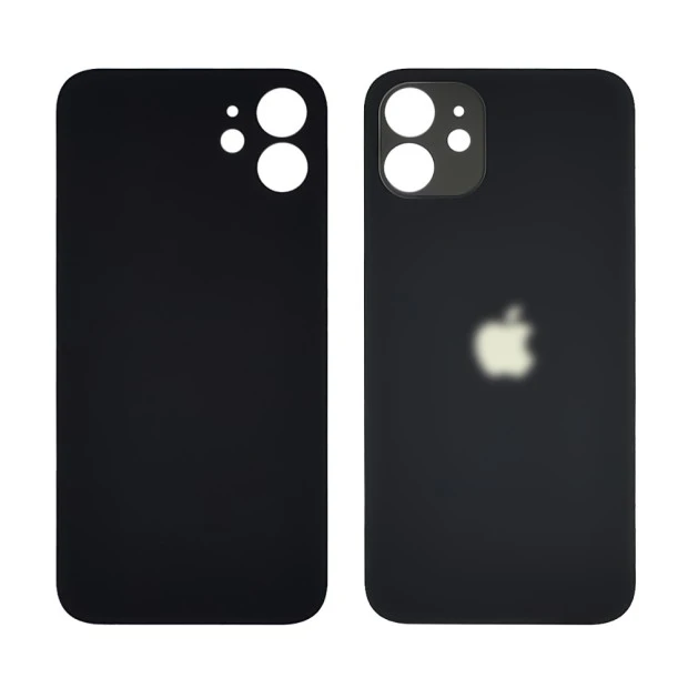 Заднее стекло корпуса для Apple iPhone 12 Black (чёрное) (Big hole)