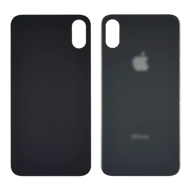 Заднее стекло корпуса для Apple iPhone XS Space Gray (серое) (Big hole)