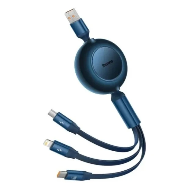 USB-кабель Baseus Bright Mirror 2 66W (1.1м) (MicroUSB+Lightning+Type-C) (синій) CAMJ010103