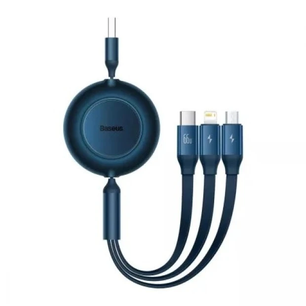 USB-кабель Baseus Bright Mirror 2 66W (1.1м) (MicroUSB+Lightning+Type-C) (синій) CAMJ010103