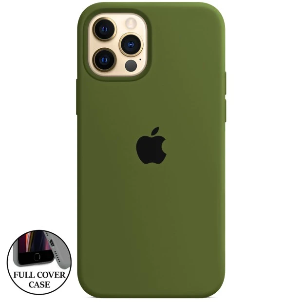 Оригінальний силіконовий чохол круглої форми для Apple iPhone 12 Pro Max (46) глибокий зелений