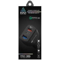 АЗУ-адаптер Inavi YSY-368 2USB+Type-C 3.1A (Чёрный)