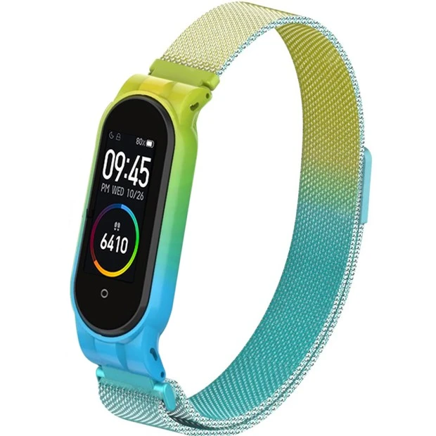 Ремешок Milanese Loop Gradient Xiaomi Mi Band 3 / Mi Band 4 (Сине-желтый)
