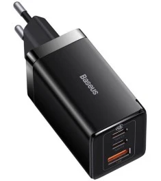 СЗУ-адаптер Baseus GaN5 Pro 65W (1Type-C / 1USB) + кабель Type-C - Type-C (Серый..