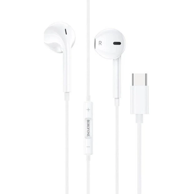 Wired earphones with headset Borofone BM60 Type-C DAC (White)