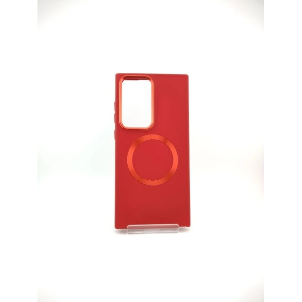 Накладка Metal Camera with MagSafe Samsung Galaxy S23 Ultra (Тёмно-красный)