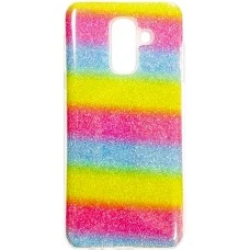 Силиконовый чехол Glitter Samsung Galaxy A6 Plus (2018) A605 (Радуга)