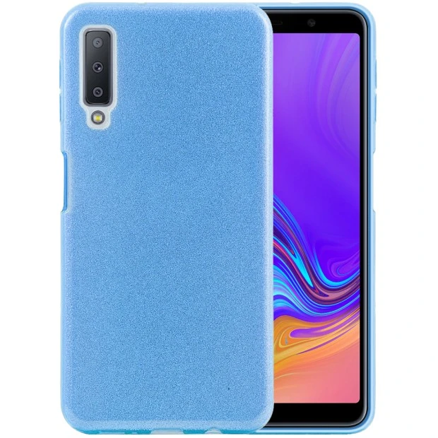 Чехол Силикон Glitter для Samsung Galaxy A7 (2018) A750 (голубой)