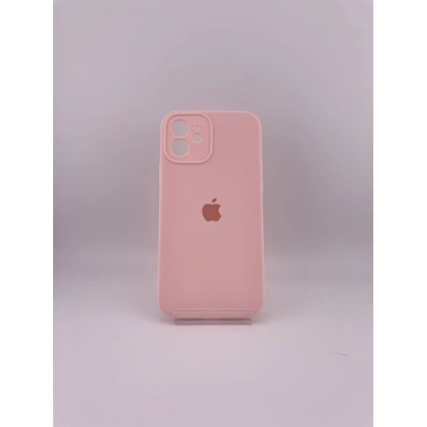 Силіконовий оригінальний круглий фірмовий чохол для Apple iPhone 12 (76) крейдяно-рожевий.