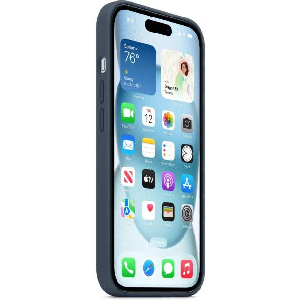 Силіконовий чохол з MagSafe для Apple iPhone 15 (Storm Blue) (Оригінал)