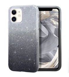 Силикон Glitter Apple iPhone 11 (Чёрно-серебряный)