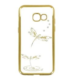 Силикон Kingxbar Diamond Samsung A3 (2017) A320 (Стрекоза, Золотой)
