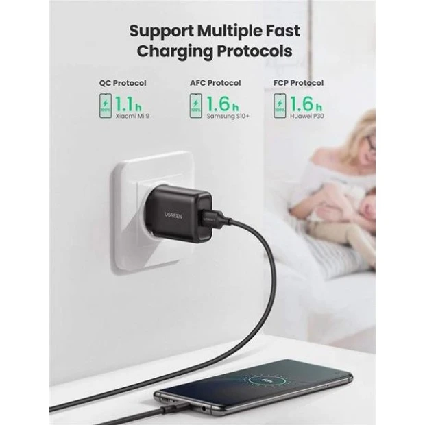 СЗУ-адаптер UGREEN CD122 18W QC3.0 (1USB) (Black)
