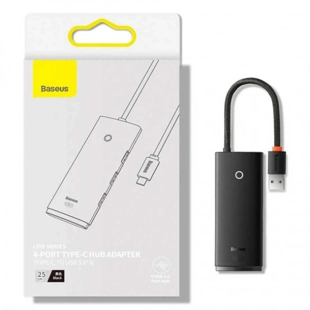 Переходник USB HUB Baseus Lite Series WKQX030501 (2m) (Type-C to 4USB 3.0) (Чёрный)