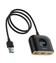 Переходник USB HUB Baseus Square round 4 in 1 USB HUB Adapter (4 порта) (Чёрный)..