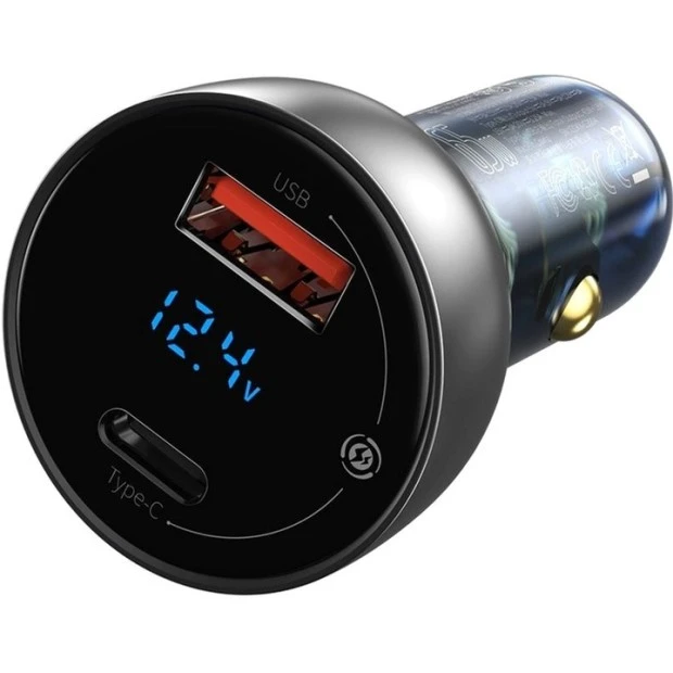 Baseus Particular Digital Display 65W Power Adapter (1USB  /  1Type-C) + Cable (Dark Grey) TZCCKX-0G