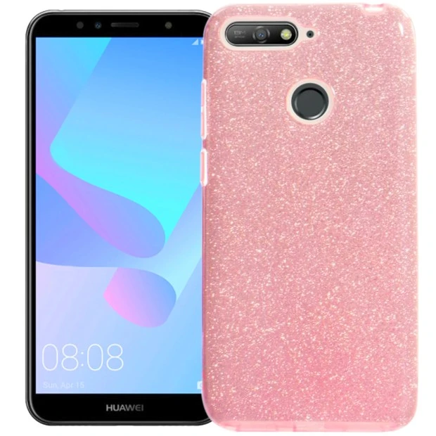 Силиконовый чехол Glitter Huawei Y6 (2018) / Y6 Prime 2018 / Honor 7a Pro (Розовый)