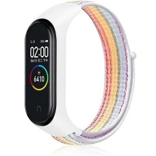 Ремешок Nylon Design Xiaomi Mi Band 3 / 4 (Бело-радужный)