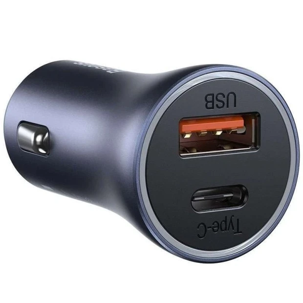 АЗУ-адаптер Baseus Golden Contactor Pro 40W (1USB / 1Type-C) + кабель Type-C - Lightning (Серый)