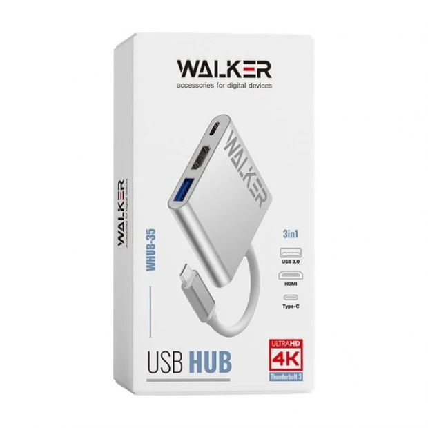 Walker WHUB-35 USB HUB Adapter (Type-C на 1USB  /  1HDMI  /  1Type-C)