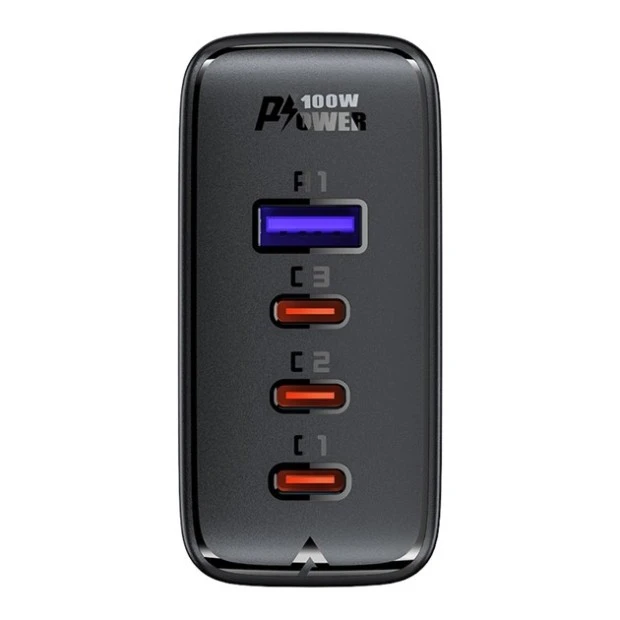СЗУ-адаптер Acefast A37 100W PD QC 1USB / 3Type-C 5A + Type-C-кабель 2m (Чёрный)