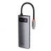 Перехідник USB HUB Baseus Metal Gleam (3USB3.0+4KHD+Type-C+Type-C) (Сірий) WKWG020013