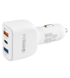 АЗУ-адаптер Inavi YSY-368 2USB+Type-C 3.1A (Белый)