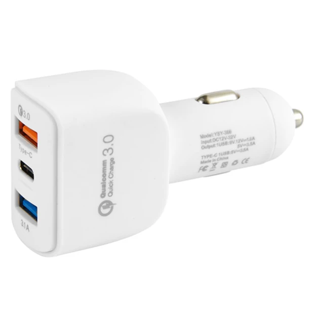 АЗУ-адаптер Inavi YSY-368 2USB+Type-C 3.1A (Белый)