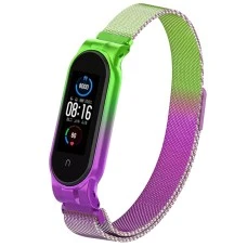 Ремешок Milanese Loop Gradient Xiaomi Mi Band 5 (Розово-зелёный)