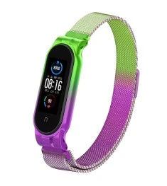 Ремешок Milanese Loop Gradient Xiaomi Mi Band 5 (Розово-зелёный)