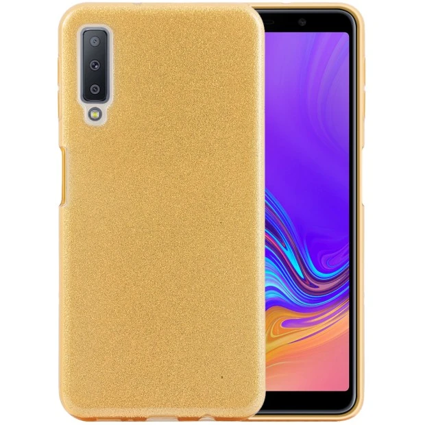 Чехол Силикон Glitter для Samsung Galaxy A7 (2018) A750 (золотой)