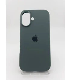 Силіконовий оригінальний чохол округлої форми для Apple iPhone 16 (55) темно-зел..
