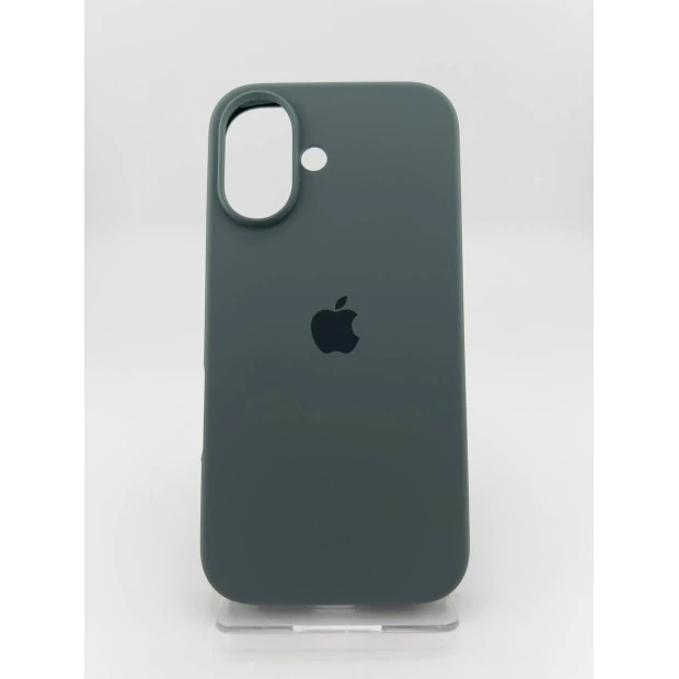 Силіконовий оригінальний чохол округлої форми для Apple iPhone 16 (55) темно-зеленого кольору