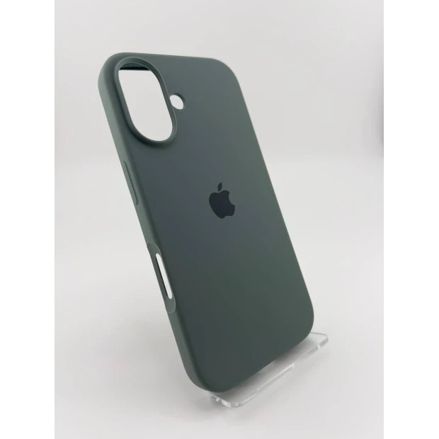 Силіконовий оригінальний чохол округлої форми для Apple iPhone 16 (55) темно-зеленого кольору