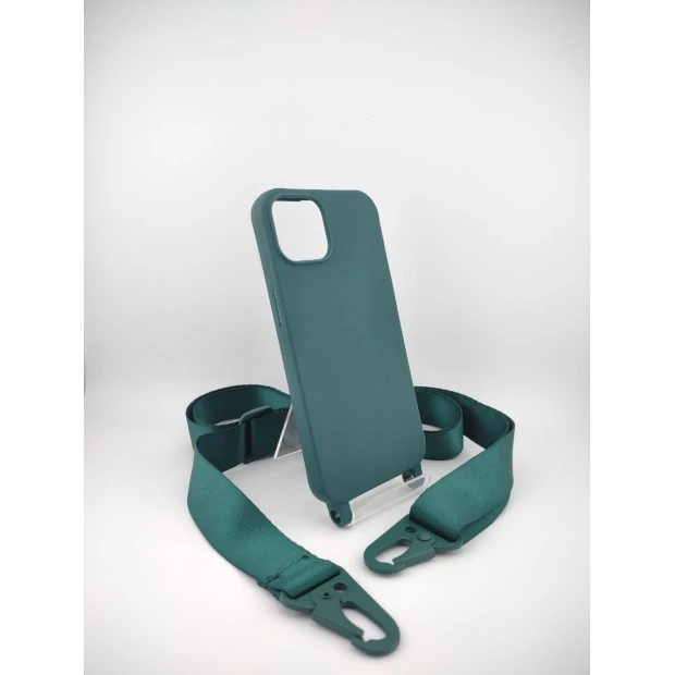 Чехол Silicone Case Shoulder Strap Apple iPhone 13 (Bottle Green)