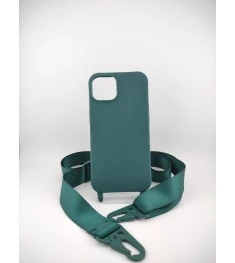 Чехол Silicone Case Shoulder Strap Apple iPhone 13 (Bottle Green)