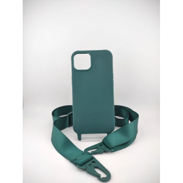 Чехол Silicone Case Shoulder Strap Apple iPhone 13 (Bottle Green)