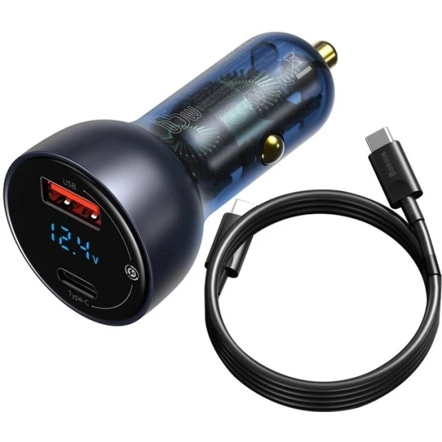 Baseus Particular Digital Display CCKX-C0A PPS 65W адаптер живлення (USB  /  Type-C) (Сріблястий)
