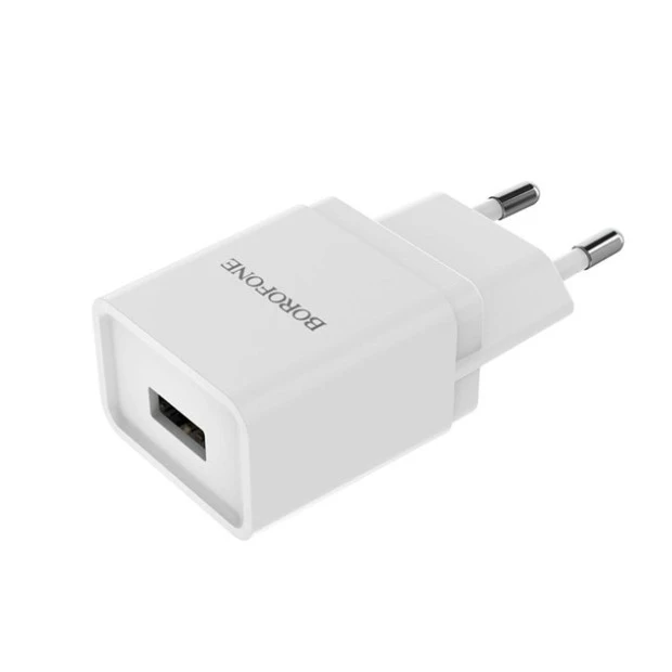 СЗУ-адаптер USB Borofone BA19A + кабель MicroUSB (Белый)